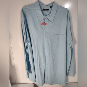 Roundtree & Yorke Light Blue Button-Front Casual Shirt, 4XT